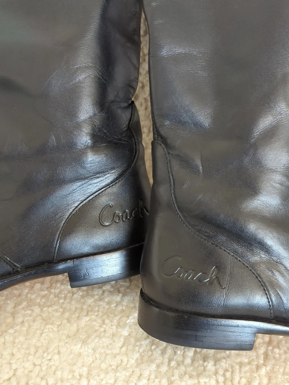 Coach Women's Cheyenne Leather Black Riding Boots | Size 7